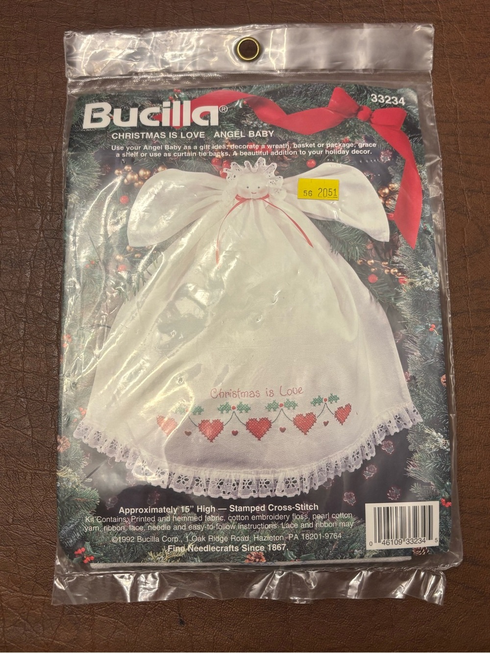 Bucilla Cross-Stitch White Angel Baby with Christmas is Love Embroidery